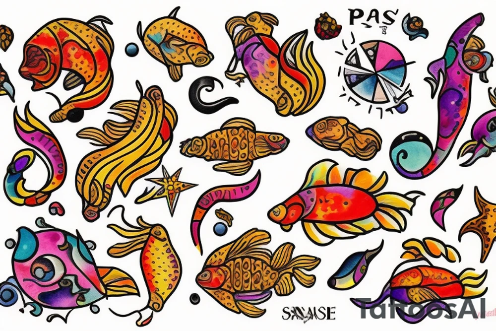 Spicy spicy Pisces and Aries tattoo idea