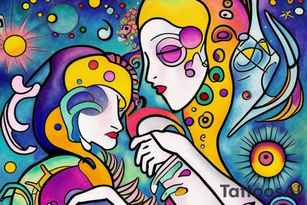 Pisces and Aries in love tattoo idea