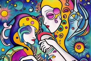Pisces and Aries in love tattoo idea