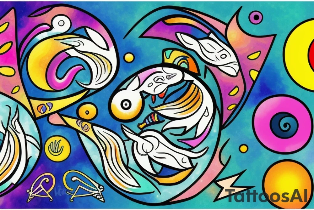 Pisces and Aries in love tattoo idea