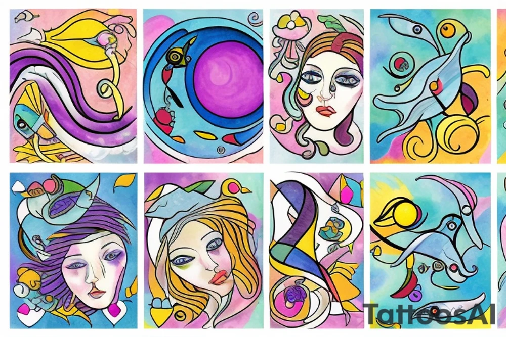 Pisces and Aries in love tattoo idea