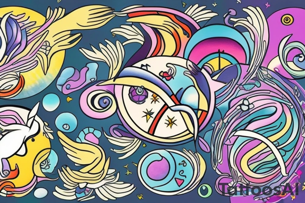 Pisces and Aries in love tattoo idea