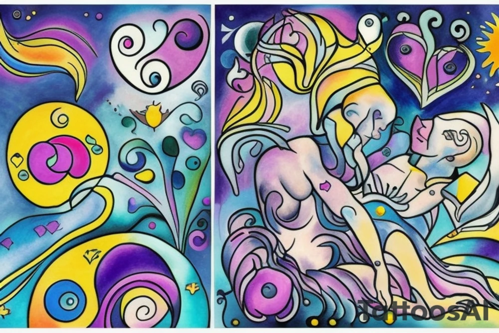 Pisces and Aries in love tattoo idea
