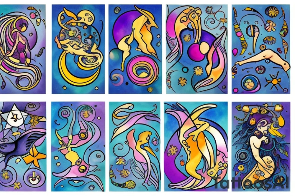 Pisces and Aries in love tattoo idea