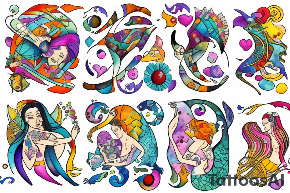 Pisces and Aries in love tattoo idea
