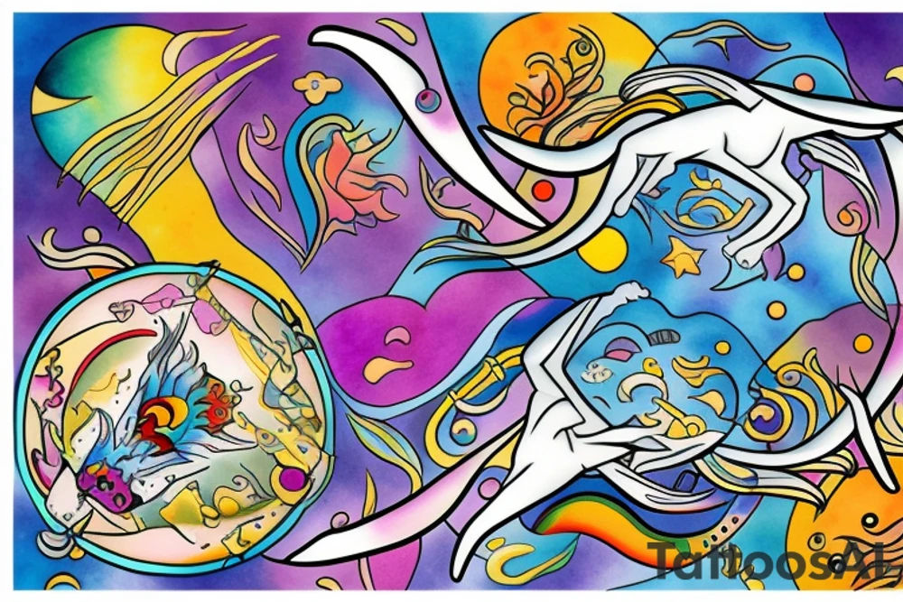 Pisces and Aries in love tattoo idea