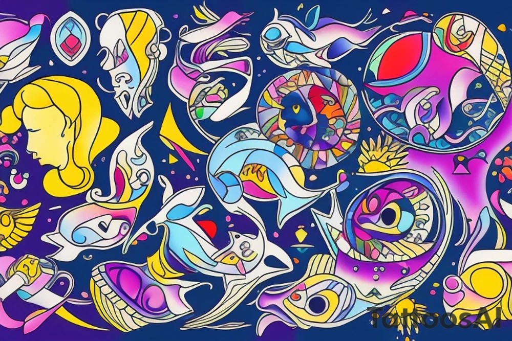 Pisces and Aries in love tattoo idea
