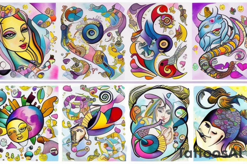 Pisces and Aries in love tattoo idea
