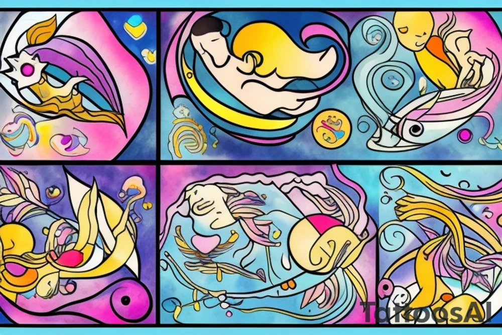 Pisces and Aries in love tattoo idea