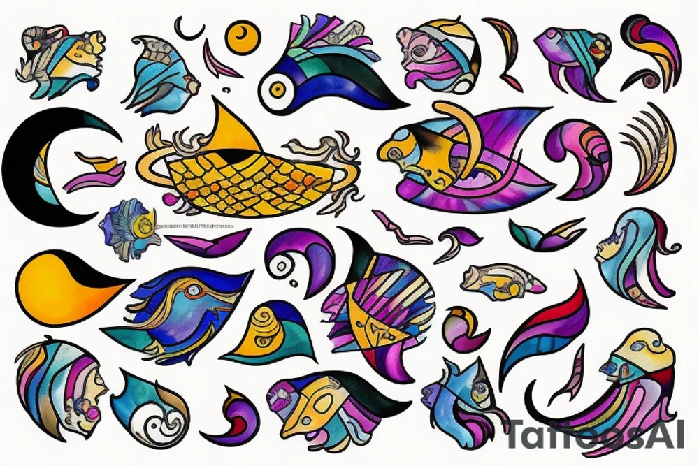 Pisces and Aries in love tattoo idea
