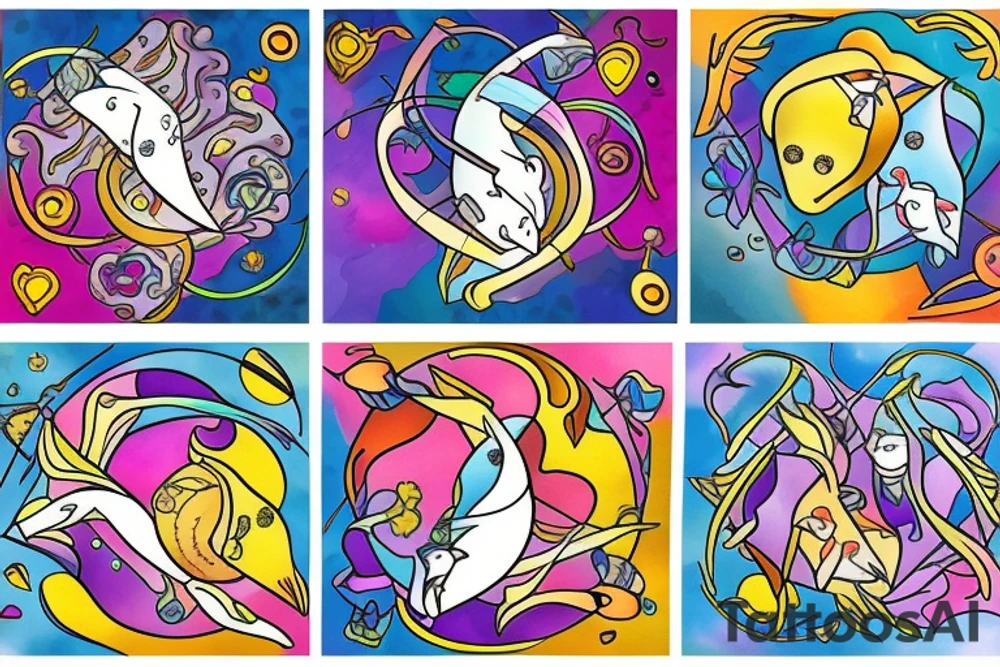 Pisces and Aries in love tattoo idea