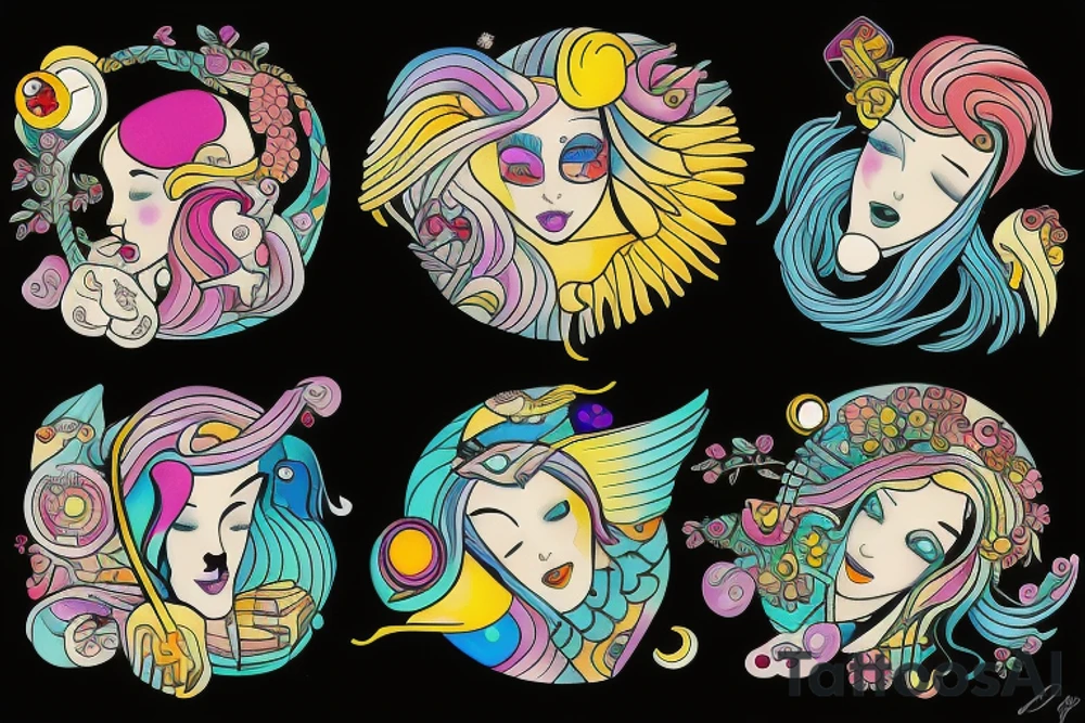 Pisces and Aries in love tattoo idea