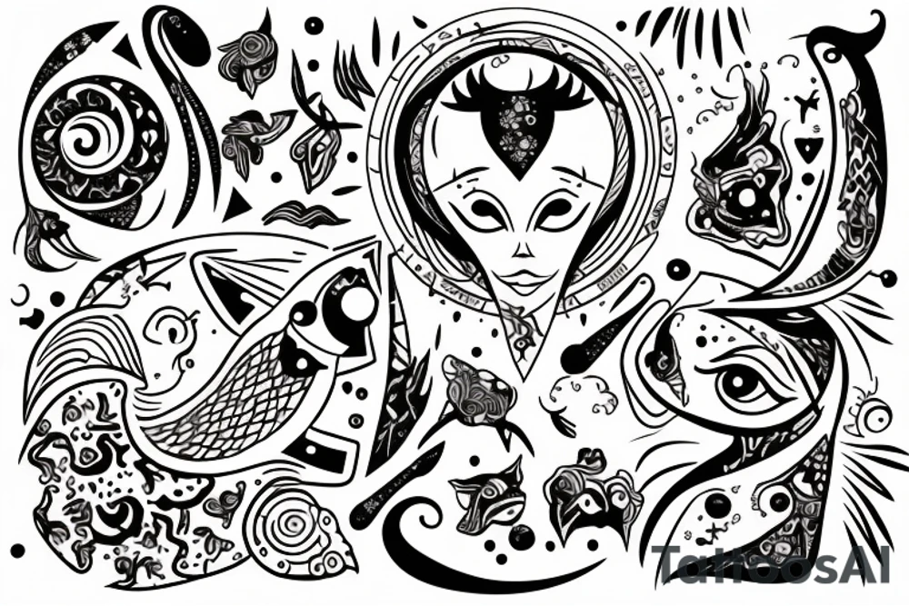 Pisces and Aries in love tattoo idea