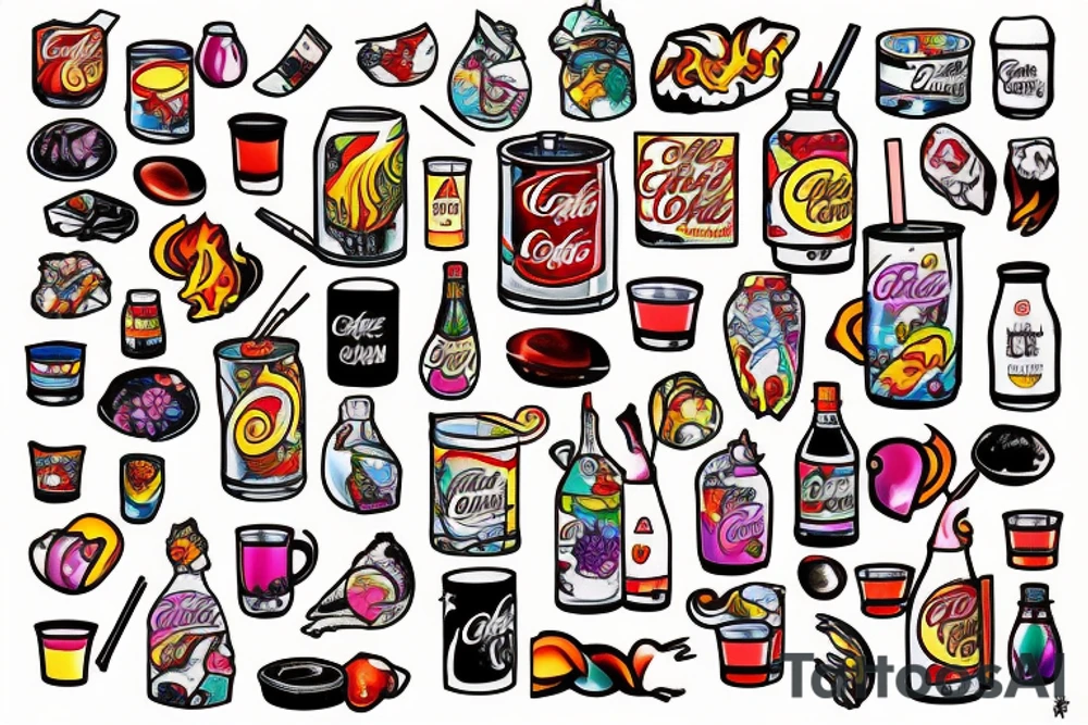Diet Coke on fire tattoo idea