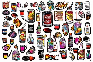 Diet Coke on fire tattoo idea