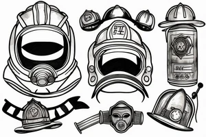 Firefighter's mask in the reflection of of spaceman helmet tattoo idea