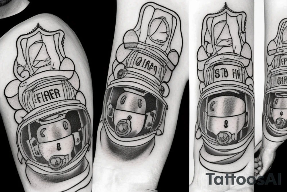 Half firefighter half spaceman tattoo idea