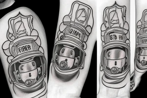 Half firefighter half spaceman tattoo idea