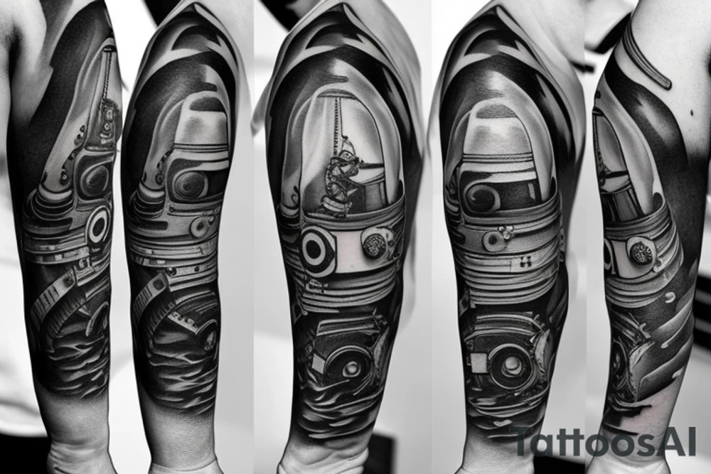 Half firefighter and half spaceman tattoo idea