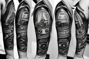 Half firefighter and half spaceman tattoo idea