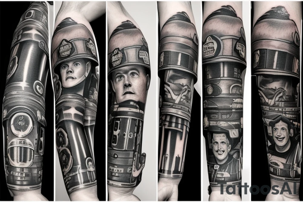 Half firefighter and half spaceman tattoo idea