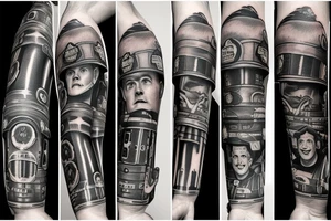 Half firefighter and half spaceman tattoo idea