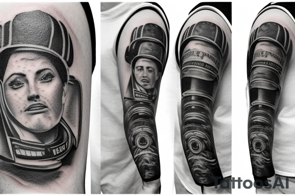 Firefighter in the reflection of an astronaut's visor tattoo idea