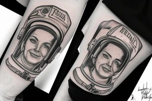 Firefighter in the reflection of an astronaut's visor tattoo idea
