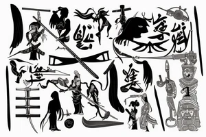 Egyptian,Greek ,Nordic mythology and a samurai katana tattoo idea