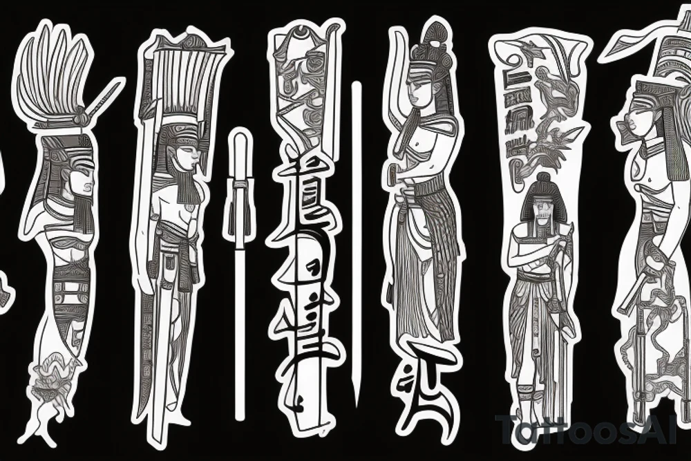 Egyptian,Greek ,Nordic mythology and a samurai katana tattoo idea