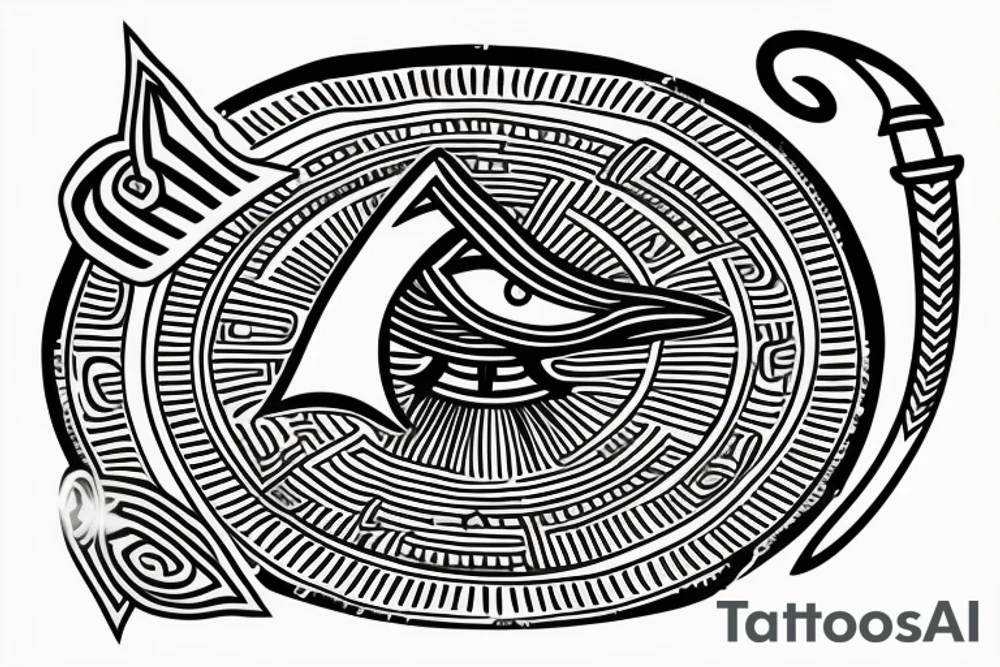 Egyptian eye of Horus ,with Nordic runes and a katana tattoo idea