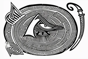 Egyptian eye of Horus ,with Nordic runes and a katana tattoo idea