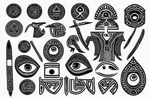 Egyptian eye of Horus ,with Nordic runes and a katana tattoo idea