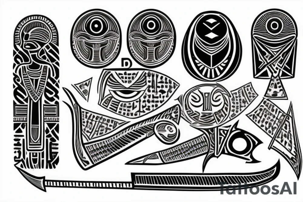 Egyptian eye of Horus ,with Nordic runes and a katana tattoo idea