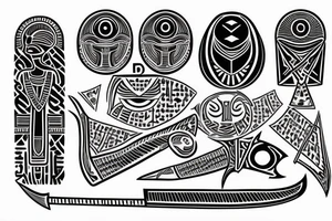 Egyptian eye of Horus ,with Nordic runes and a katana tattoo idea