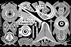 Egyptian eye of Horus ,with Nordic runes and a katana tattoo idea