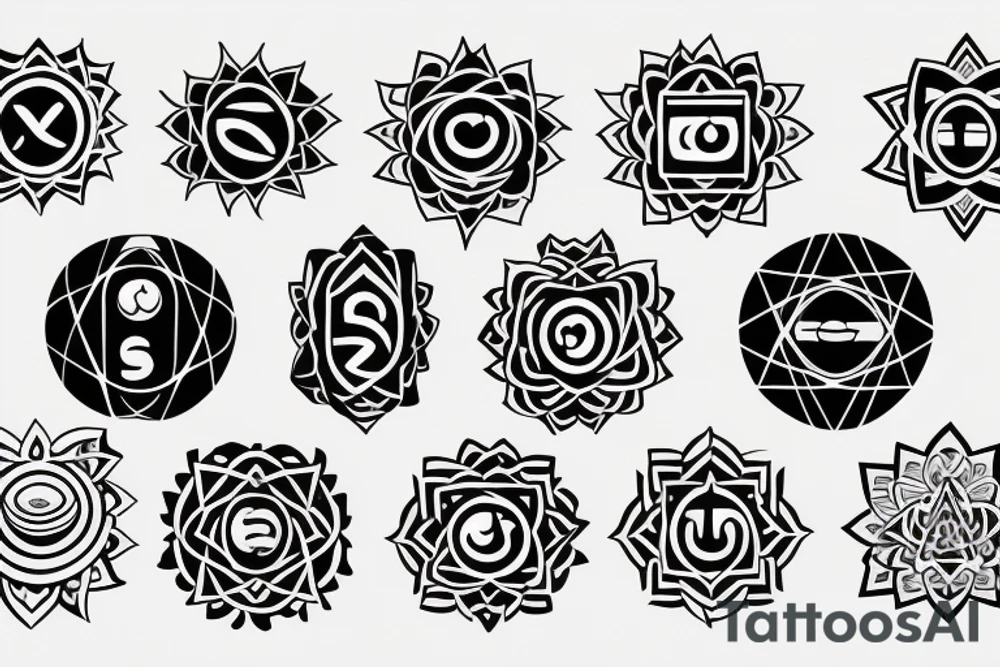 a line of chakras tattoo idea