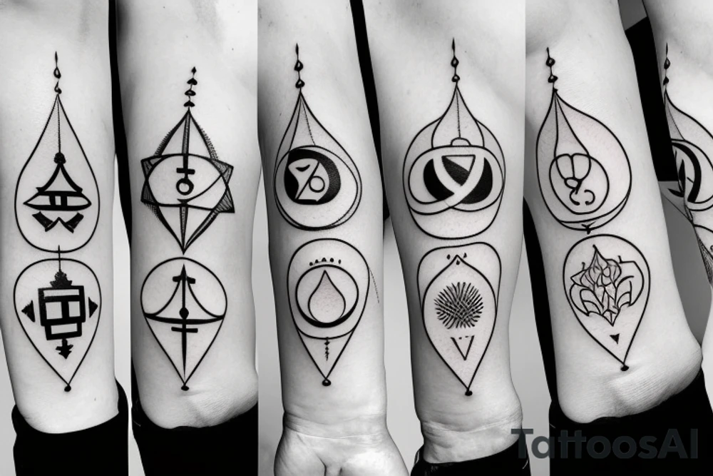 a thin line of the chakras in a minimalist style tattoo idea