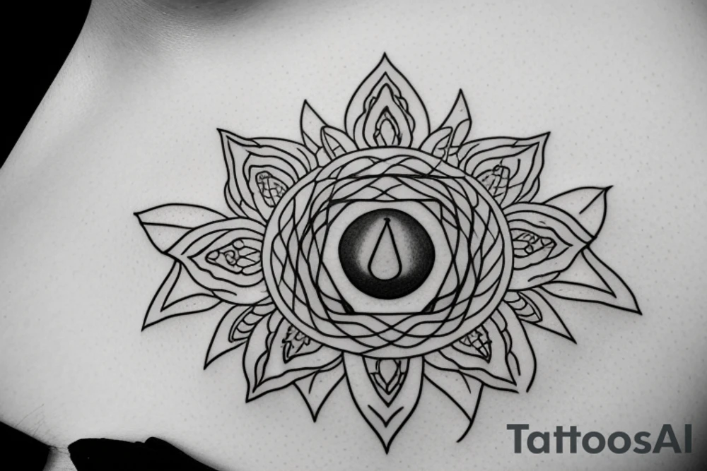 chakras aligned in a single thin line surrounded by lilies in a minimalist style tattoo idea