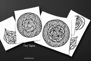 chakras aligned in a single thin line surrounded by lilies in a very minimalist style tattoo idea