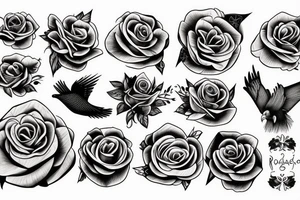 Rose, Eagle, geometric tattoo idea