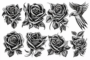 Rose, Eagle, geometric tattoo idea