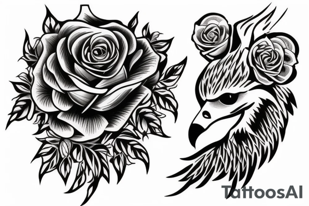Rose. Eagle  wolf tattoo idea