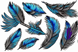 A bouquet of blue jay feathers tattoo idea
