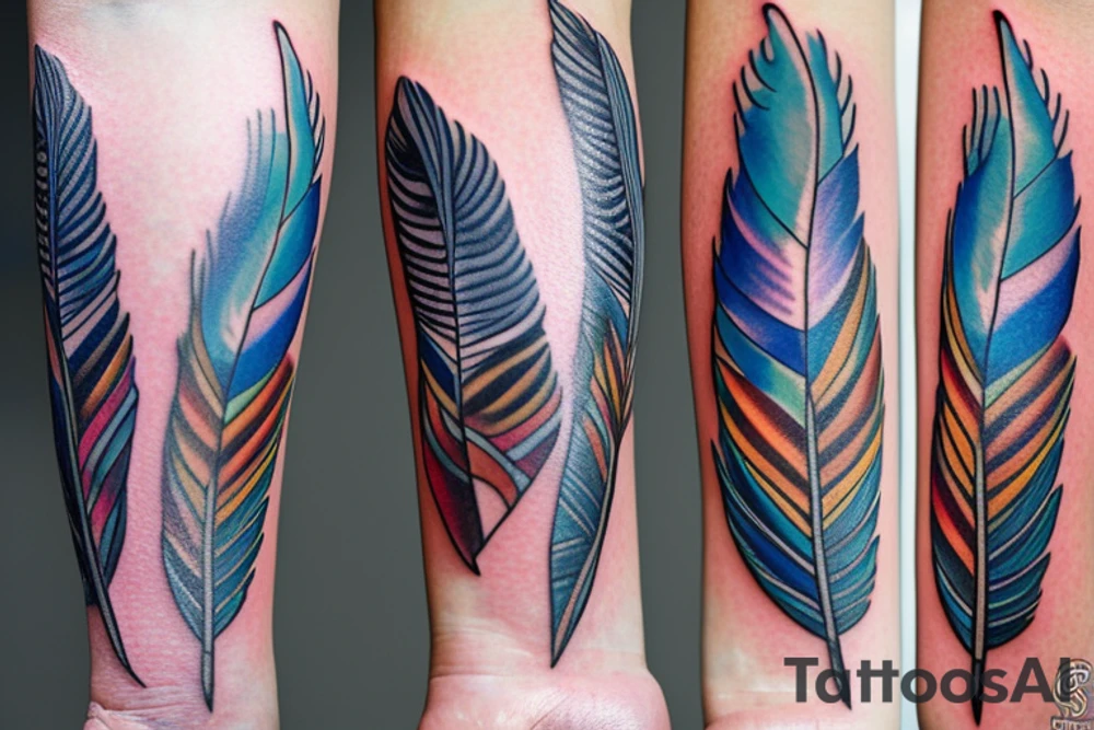 A bouquet of blue jay feathers tattoo idea