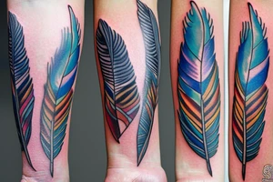A bouquet of blue jay feathers tattoo idea