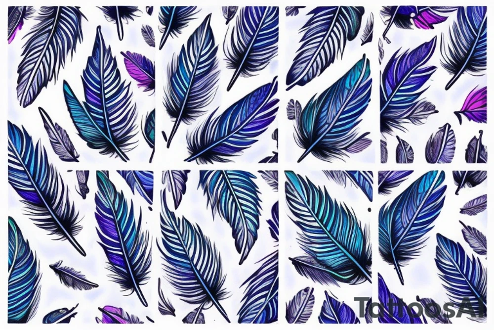 Blue Jay feathers wrapped together like flowers. tattoo idea