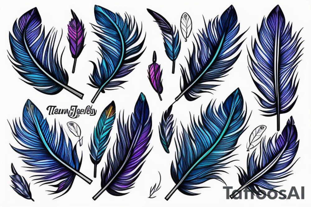Blue Jay feathers wrapped together like flowers. tattoo idea