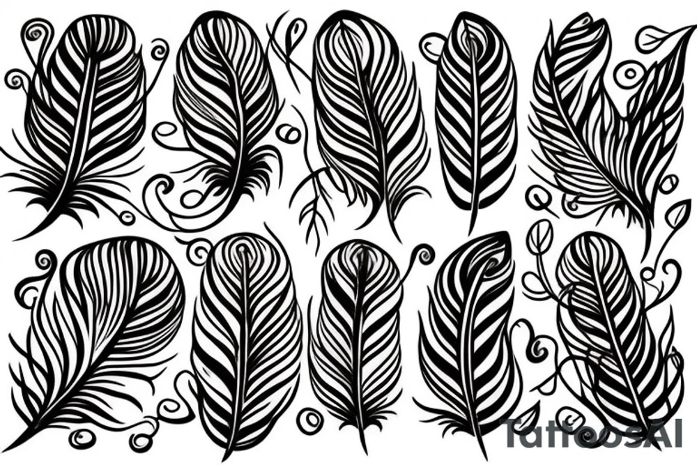 feathers wrapped together like flowers. tattoo idea