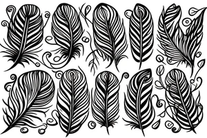 feathers wrapped together like flowers. tattoo idea